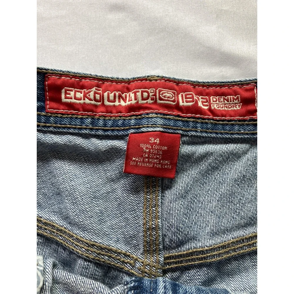 Vtg Ecko Unltd. Shorts Men 34 Blue Denim Hackensack Carpenter Cargo Relaxed Y2K
